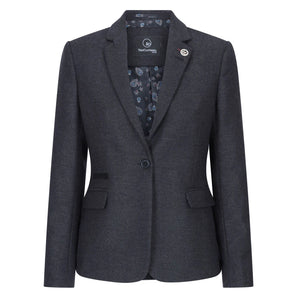 Women Black Blazer Waistcoat Tweed Herringbone Wool Classic 1920s - TruClothing.com - 1
