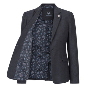 Women Black Blazer Waistcoat Tweed Herringbone Wool Classic 1920s - TruClothing.com - 3