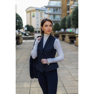 Women Black Blazer Waistcoat Tweed Herringbone Wool Classic 1920s - TruClothing.com - 7