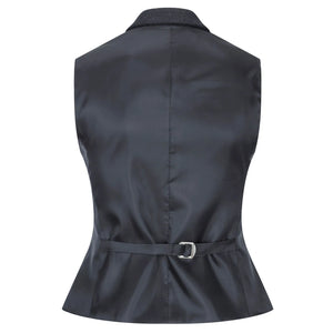 Women Black Blazer Waistcoat Tweed Herringbone Wool Classic 1920s - TruClothing.com - 9