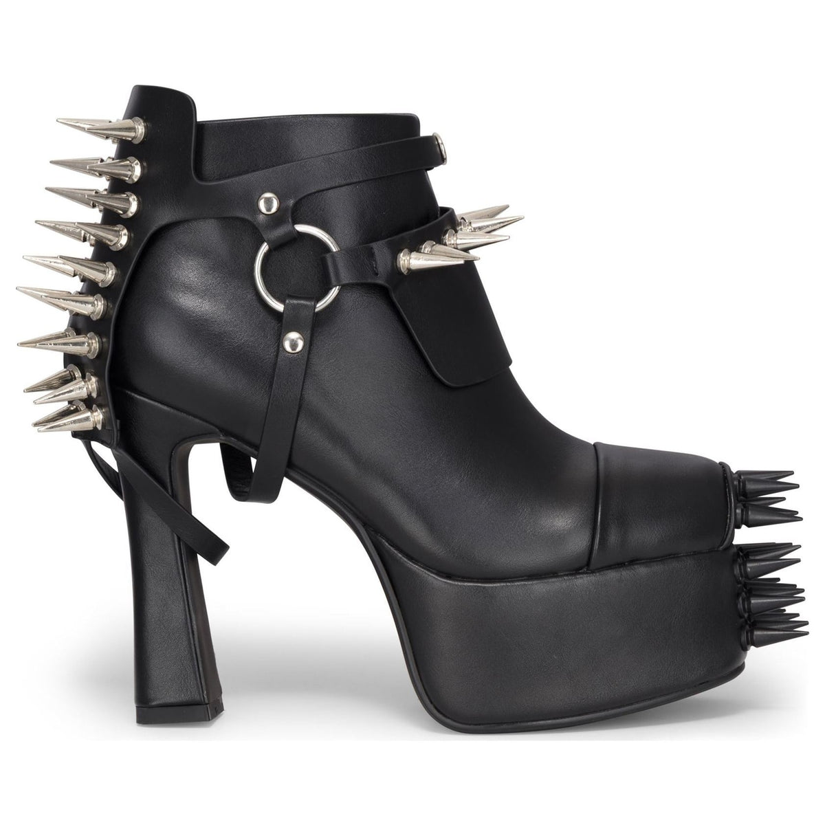 Buty za kostkę damskie czarne z ekoskóry gotyckie na platformie na obcasie - TruClothing.com - 1