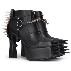 Buty za kostkę damskie czarne z ekoskóry gotyckie na platformie na obcasie - TruClothing.com - 3