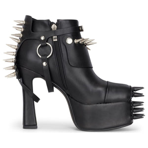Buty za kostkę damskie czarne z ekoskóry gotyckie na platformie na obcasie - TruClothing.com - 4