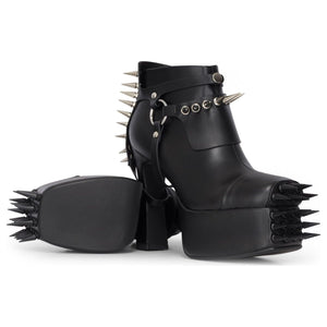 Buty za kostkę damskie czarne z ekoskóry gotyckie na platformie na obcasie - TruClothing.com - 5