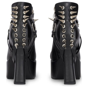 Buty za kostkę damskie czarne z ekoskóry gotyckie na platformie na obcasie - TruClothing.com - 6