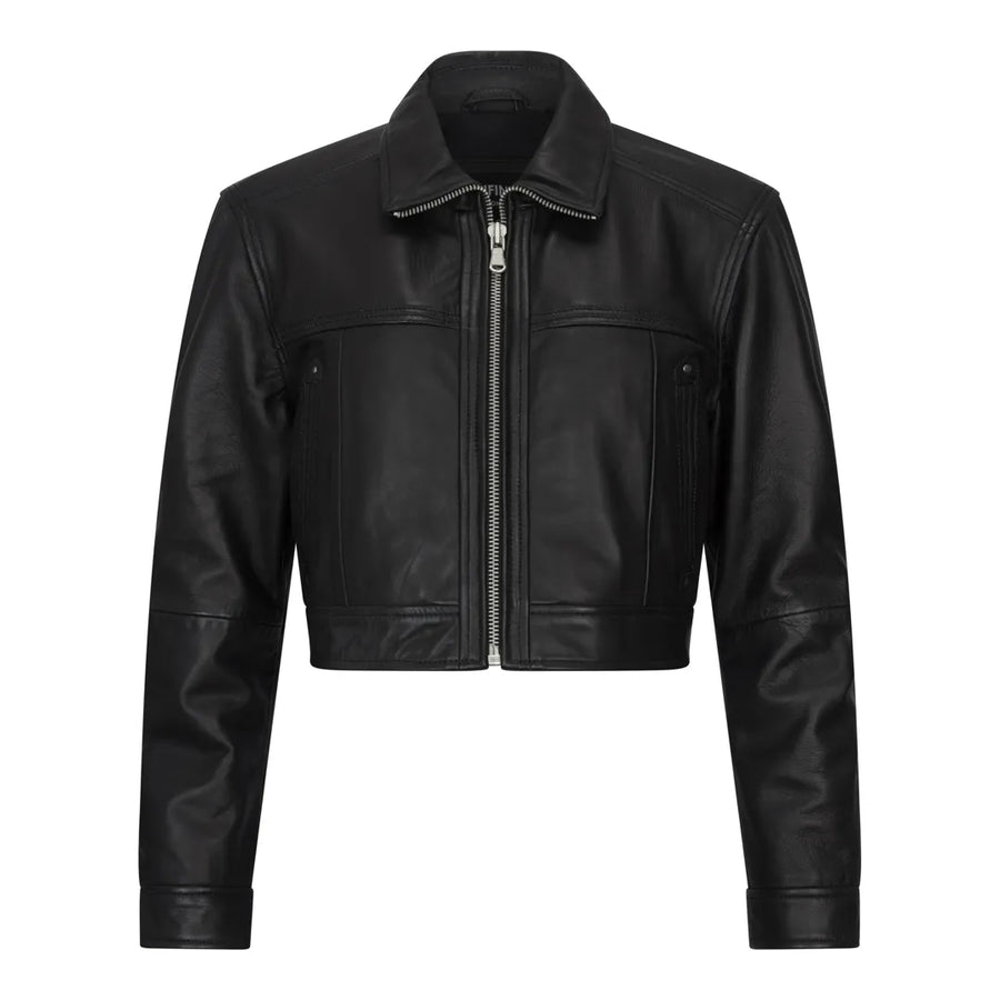 Kurtka damska skórzana biker krótka - Infinity Leather - 1
