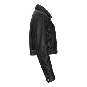 Women's Cropped Biker Leather Jacket - Infinity Leather - 2