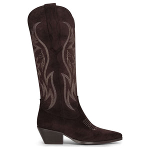 Botas de mujer ante vegano vaqueras hasta la rodilla marrón oscuro - TruClothing.com - 1