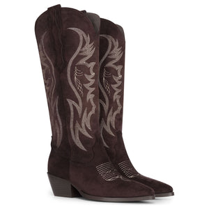 Botas de mujer ante vegano vaqueras hasta la rodilla marrón oscuro - TruClothing.com - 3