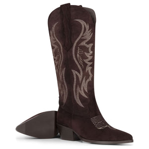 Botas de mujer ante vegano vaqueras hasta la rodilla marrón oscuro - TruClothing.com - 4