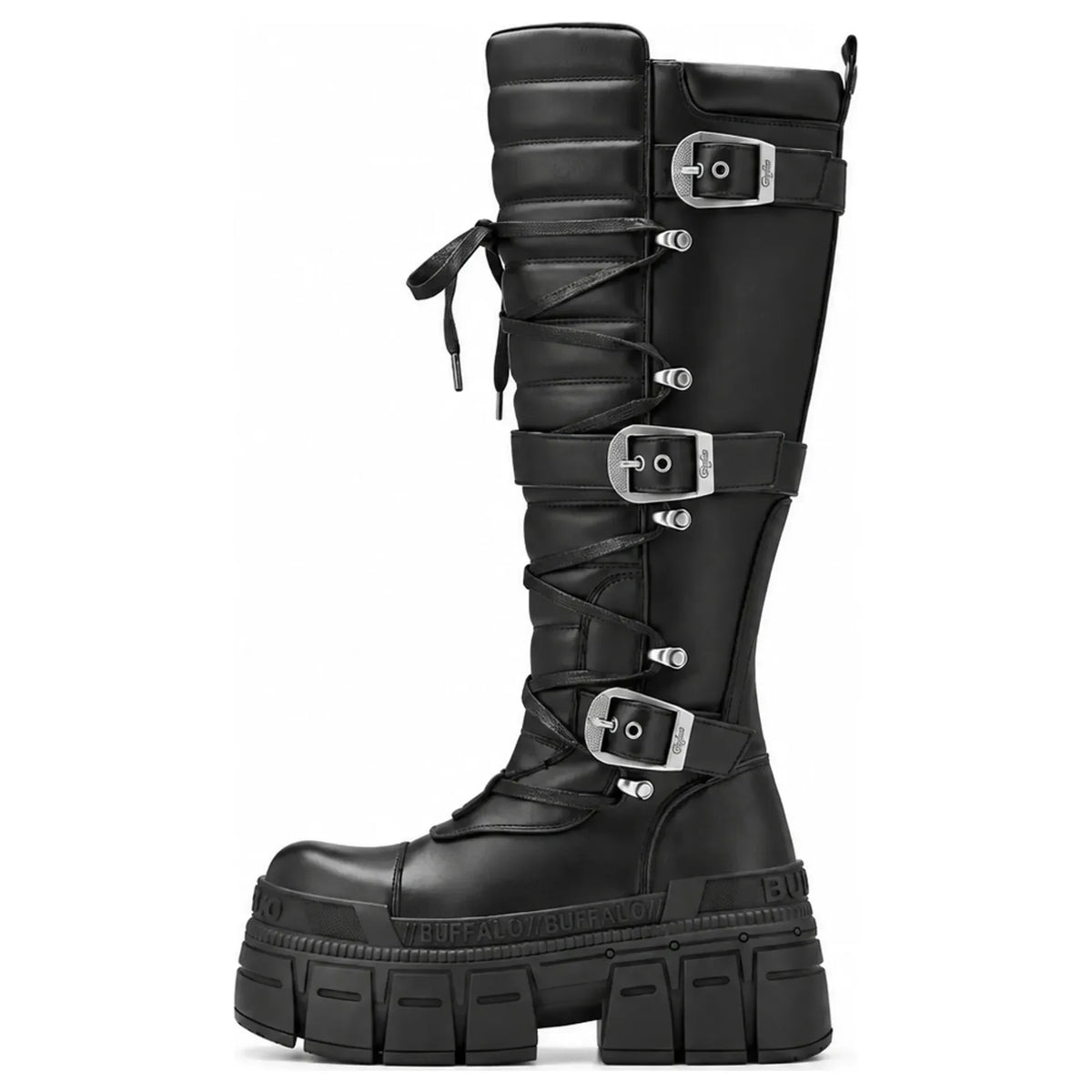 GOSPHER BIKER HI - Botas negras de plataforma hasta la rodilla para mujer - Buffalo - 1