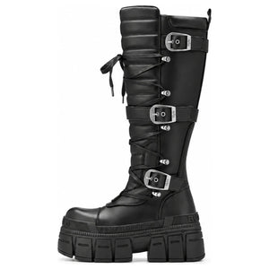 GOSPHER BIKER HI - Botas negras de plataforma hasta la rodilla para mujer - Buffalo - 1