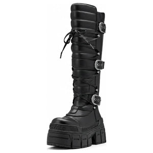 GOSPHER BIKER HI - Botas negras de plataforma hasta la rodilla para mujer - Buffalo - 3