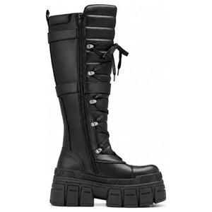 GOSPHER BIKER HI - Botas negras de plataforma hasta la rodilla para mujer - Buffalo - 4
