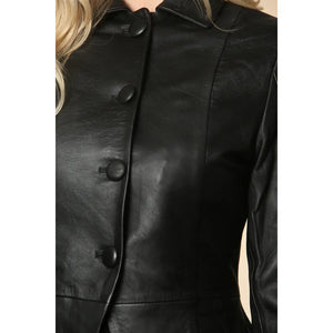 Women's Gothic Full Length Victorian Leather Coat - Black - Infinity Leather - 3