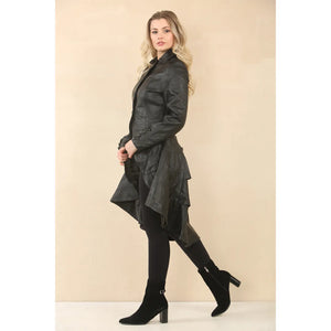 Women's Gothic Full Length Victorian Leather Coat - Black - Infinity Leather - 5