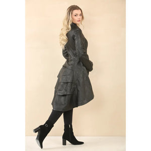 Women's Gothic Full Length Victorian Leather Coat - Black - Infinity Leather - 6