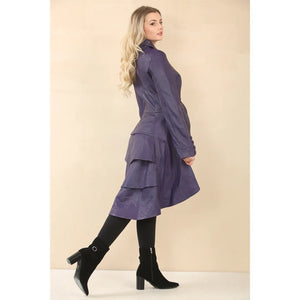 Women's Gothic Full Length Victorian Leather Coat - Plum - Infinity Leather - 20