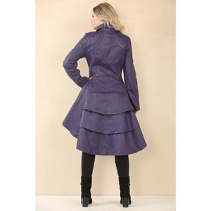 Women's Gothic Full Length Victorian Leather Coat - Plum - Infinity Leather - 21