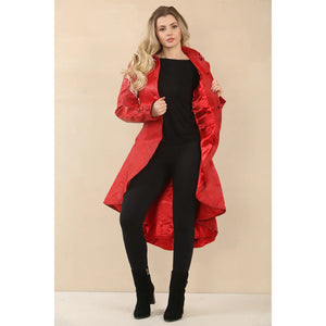Women's Gothic Full Length Victorian Leather Coat - Red - Infinity Leather - 23