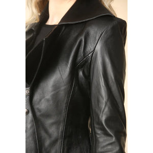 Women's Gothic Mid-Length Edwardian Leather Jacket - Infinity Leather - 3