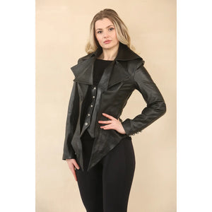 Women's Gothic Mid-Length Edwardian Leather Jacket - Infinity Leather - 5