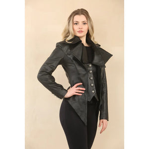 Women's Gothic Mid-Length Edwardian Leather Jacket - Infinity Leather - 6