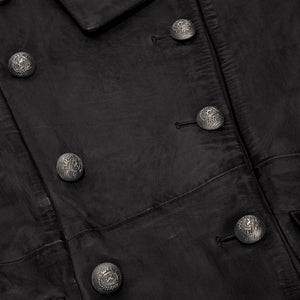 Women's Gothic Tail Coat Double Breasted Leather Jacket - Black - Infinity Leather - 8