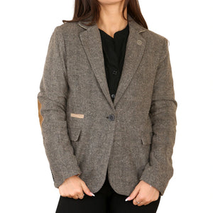 Women's Herringbone Tweed Waistcoat Blazer Oak Brown Classic Jacket - TruClothing.com - 1