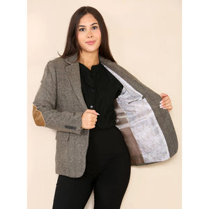 Women's Herringbone Tweed Waistcoat Blazer Oak Brown Classic Jacket - TruClothing.com - 4