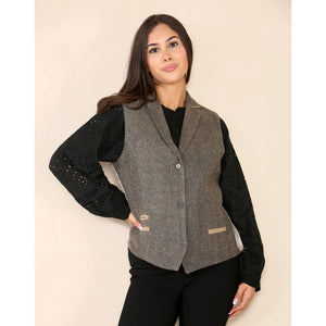 Women's Herringbone Tweed Waistcoat Blazer Oak Brown Classic Jacket - TruClothing.com - 9