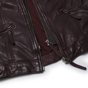 Women's Hooded Biker Leather Jacket - Brown - Infinity Leather - 7