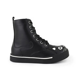 Kitty Schwarze Vegane Leder Combat Sneaker Boots für Damen - TUK - 1