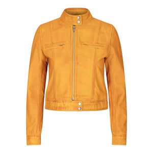 Skórzana kurtka motocyklowa damska - Żółty - Infinity Leather - 13