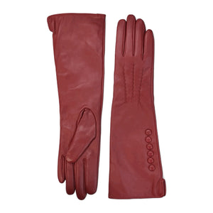 Guanti classici da donna in pelle di media lunghezza - Rosso - Infinity Leather - 2