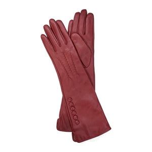Guanti classici da donna in pelle di media lunghezza - Rosso - Infinity Leather - 9