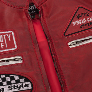 Women's Leather Motorcycle Biker Jacket - Red - Infinity Leather - 15