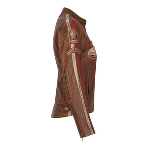 Women's Leather Motorcycle Biker Jacket - Tan - Infinity Leather - 9