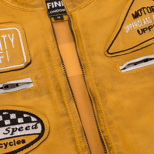 Women's Leather Motorcycle Biker Jacket - Yellow - Infinity Leather - 4