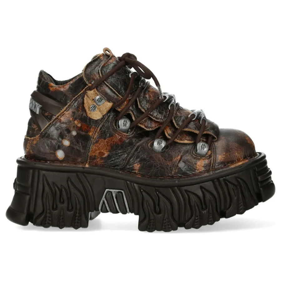 New Rock M-106-C194 Braune Flammenleder-Plateaustiefel im Gothic-Stil - New Rock - 1