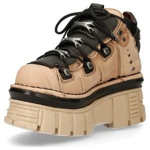 New Rock M-106-S40 Buty za kostkę damskie beżowe skórzane gotyckie na platformie - New Rock - 2