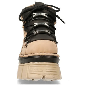 New Rock M-106-S40 Buty za kostkę damskie beżowe skórzane gotyckie na platformie - New Rock - 4