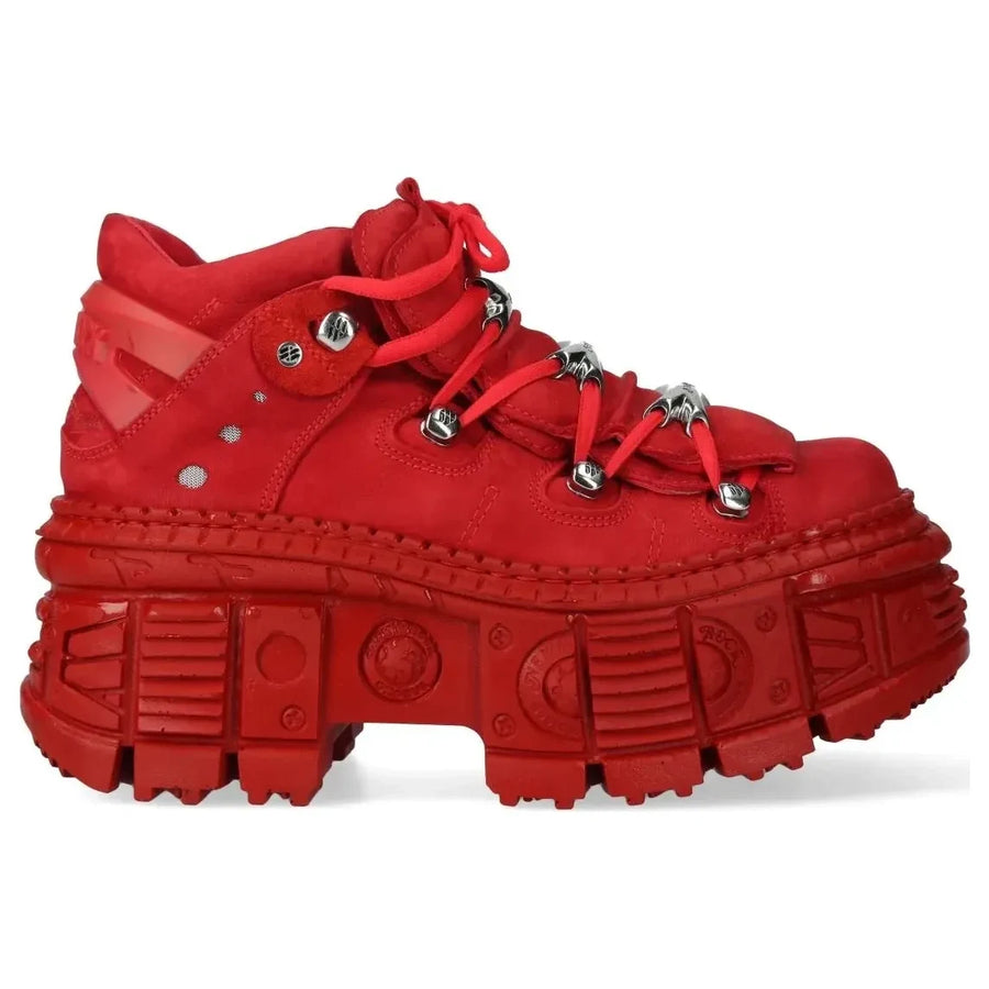 Botine scurte pentru femei New Rock M-106WALL-C13 roșii din piele gotice - New Rock - 1