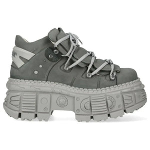 New Rock M-106WALL-C63 Buty za kostkę damskie szare skórzane miejskie gotyckie - New Rock - 1