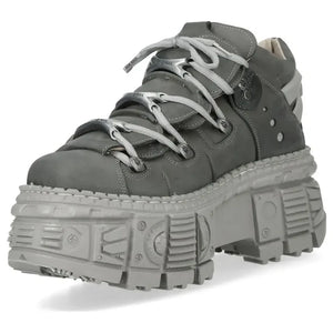 New Rock M-106WALL-C63 Buty za kostkę damskie szare skórzane miejskie gotyckie - New Rock - 4