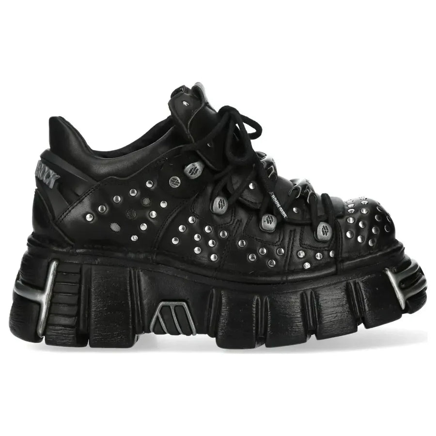 Women's New Rock M-120NR-C1 Black Leather Platform Ankle Boots - New Rock - 1
