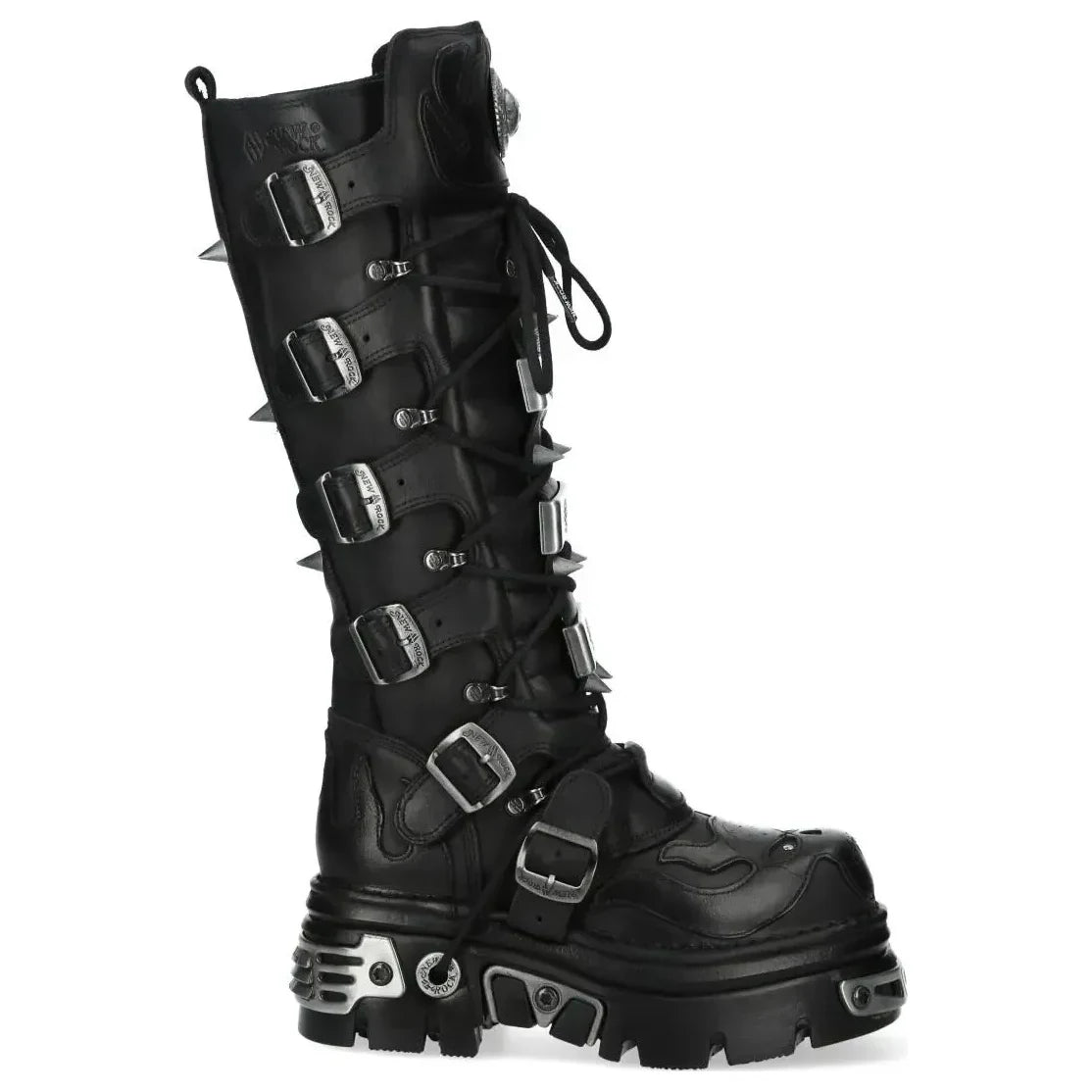 Damskie New Rock M-161-C10 Buty za kostkę czarne skórzane gotyckie - New Rock - 1