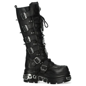 Damskie New Rock M-161-C10 Buty za kostkę czarne skórzane gotyckie - New Rock - 1