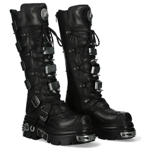 Damskie New Rock M-161-C10 Buty za kostkę czarne skórzane gotyckie - New Rock - 2