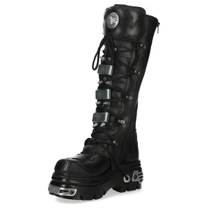 Damskie New Rock M-161-C10 Buty za kostkę czarne skórzane gotyckie - New Rock - 4
